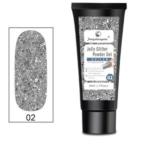 Noname Cosmetics Fengshangmei #02 Jelly Glitter Silver Powder Polygel UV/LED geeli 50 mL
