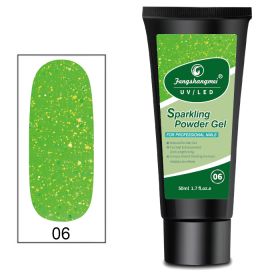 NC Fengshangmei #06 Sparkling Glitter Green Powder Polygel UV/LED geeli 50 mL