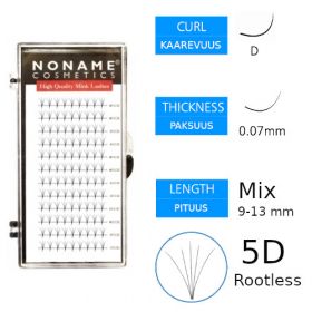 Noname Cosmetics Premade Fans Rootless 5D Volyymiripsiviuhkat D 0.07 / mix 9-13mm
