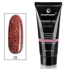 Noname Cosmetics Fengshangmei #10 Glitter Red Powder Polygel UV/LED geeli 50 mL