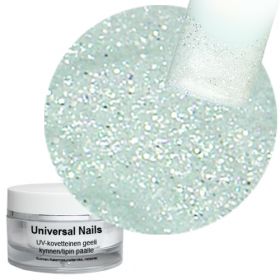 Universal Nails Valkohopea UV glittergeeli 10 g
