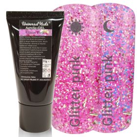 Universal Nails Acrylic-Gel UV/LED Night Light Glitter Pink polygeeli 30 g